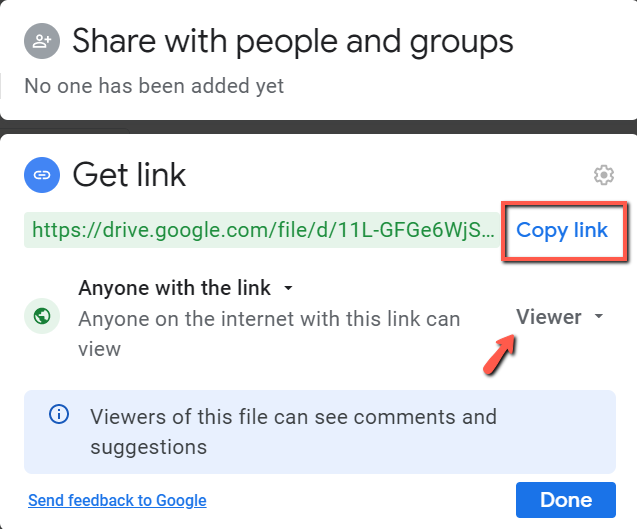 Generate link from Google Drive