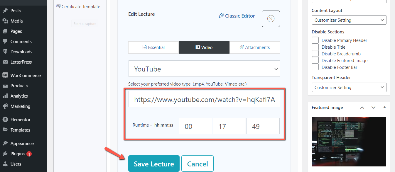 Add lecture video from YouTube
