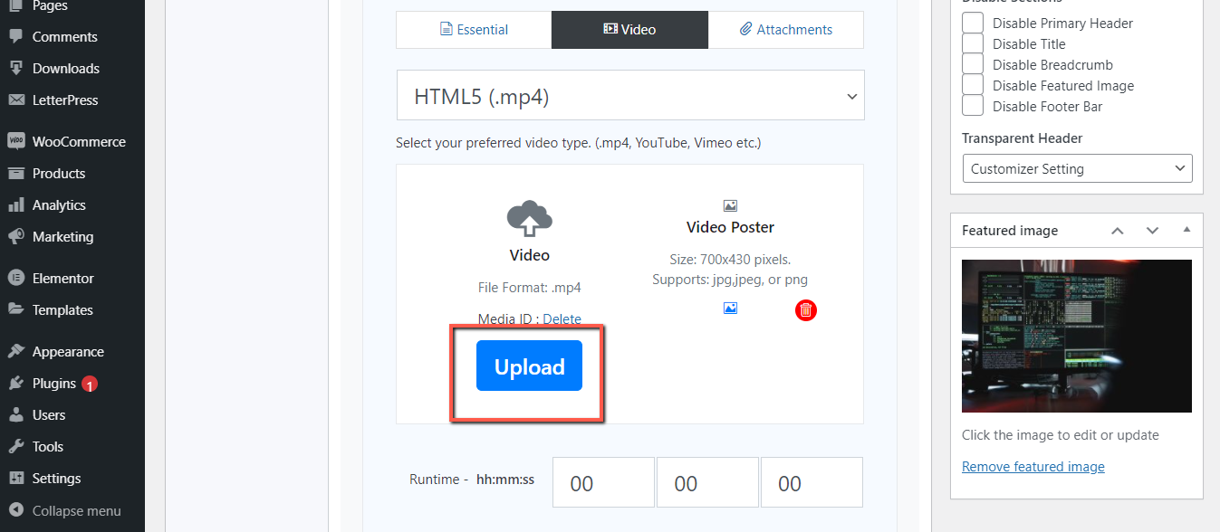 Upload media from WP media manager